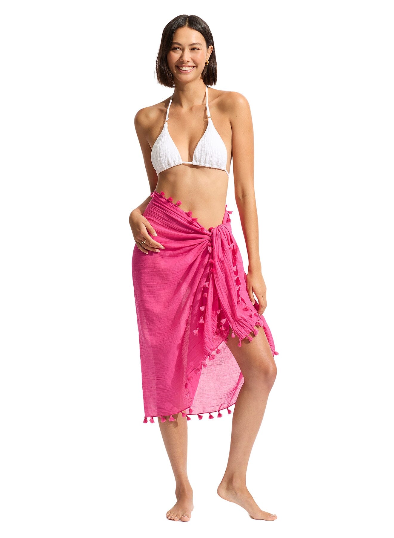 Beach Edit Cotton Gauze Sarong SARONG SEAFOLLY O/S FUCHSIA ROSE