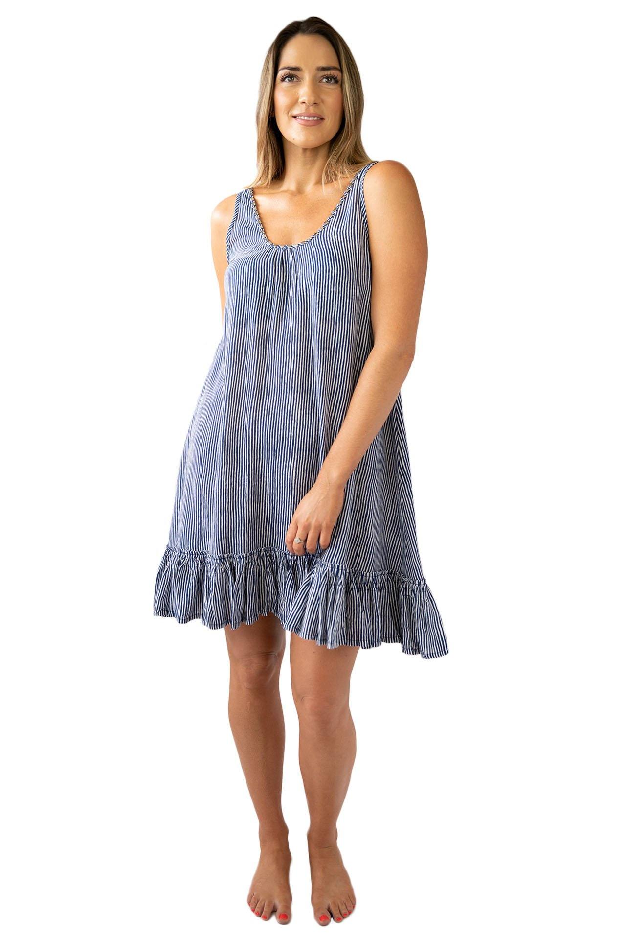 Bella Beach Dress Stripes OVERSWIM LOVE LILY S/M Navy