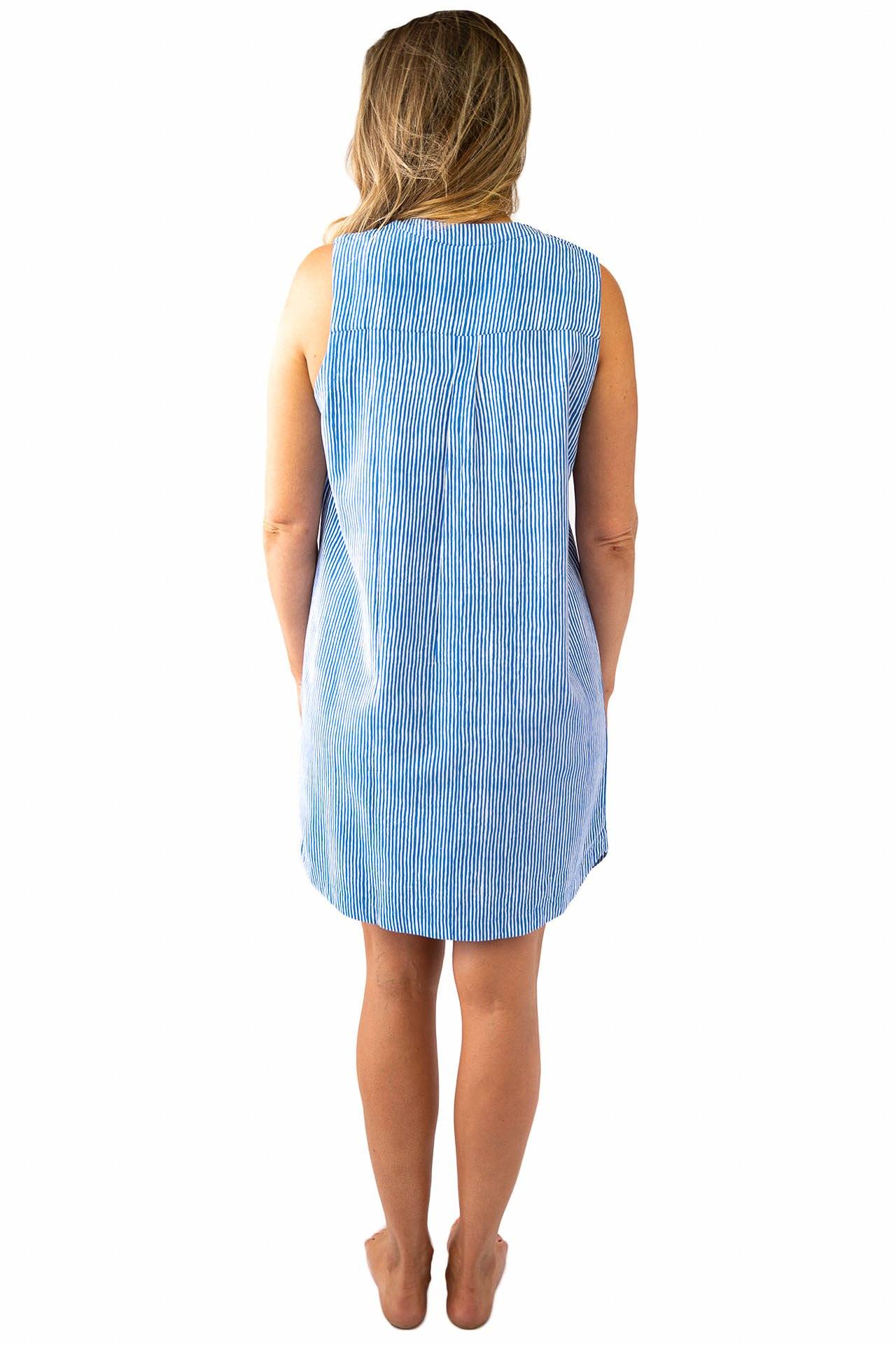 Sally Sleeveless Shirt Dress Stripes DRESS LOVE LILY