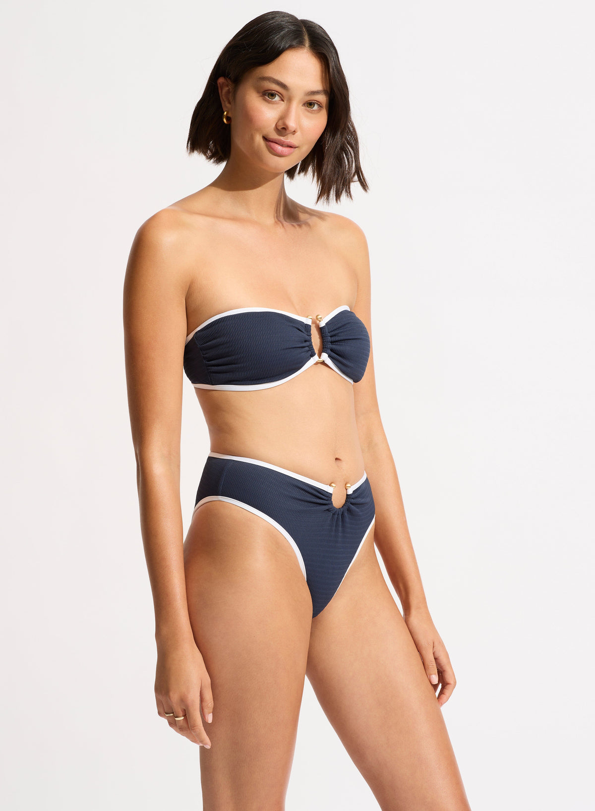 Beach Bound Ring Front Bandeau SWIM TOP SEAFOLLY TRUE NAVY 8 