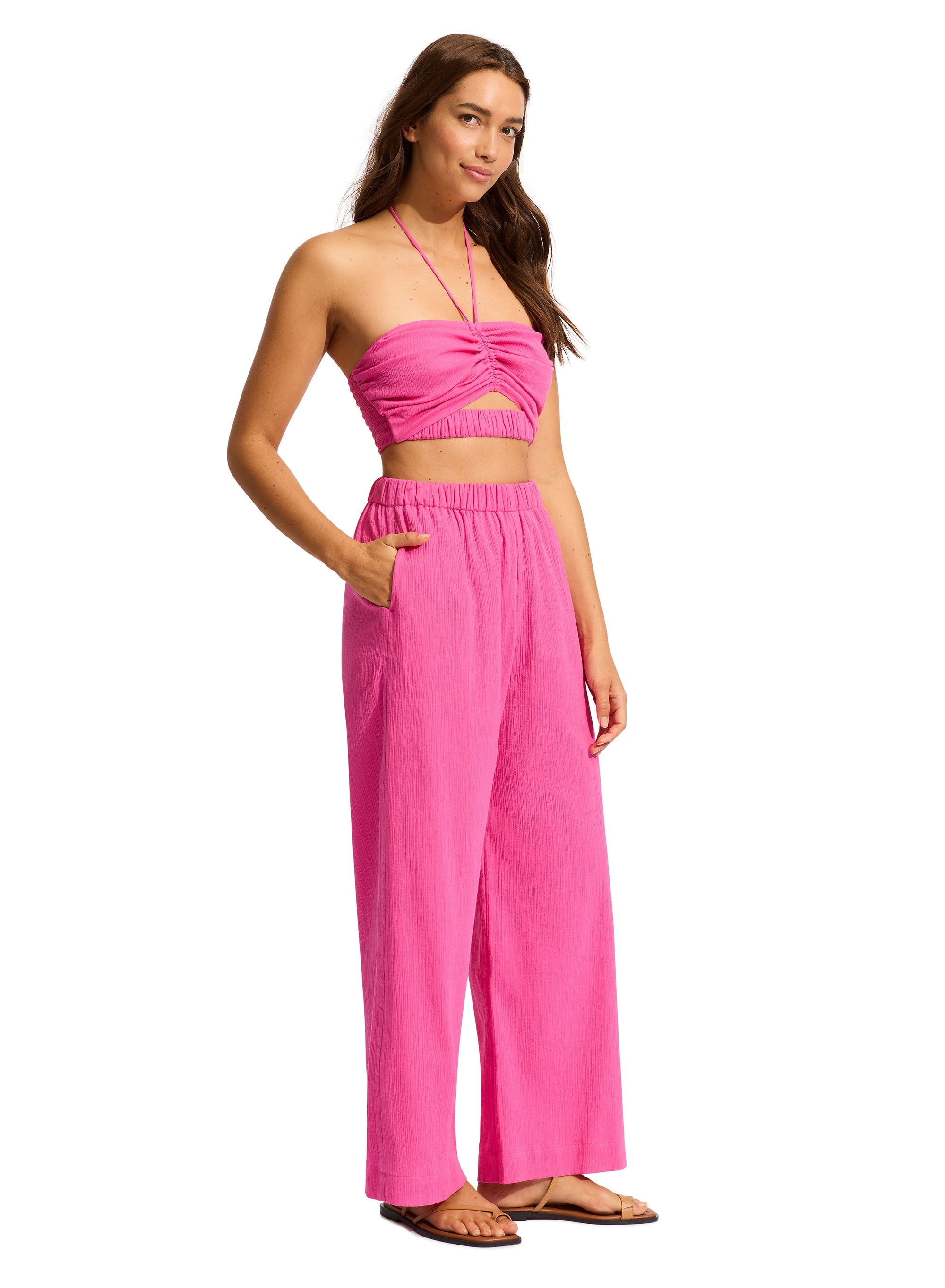 Beach Edit Crinkle Beach Pant PANT SEAFOLLY XS HOT PINK 