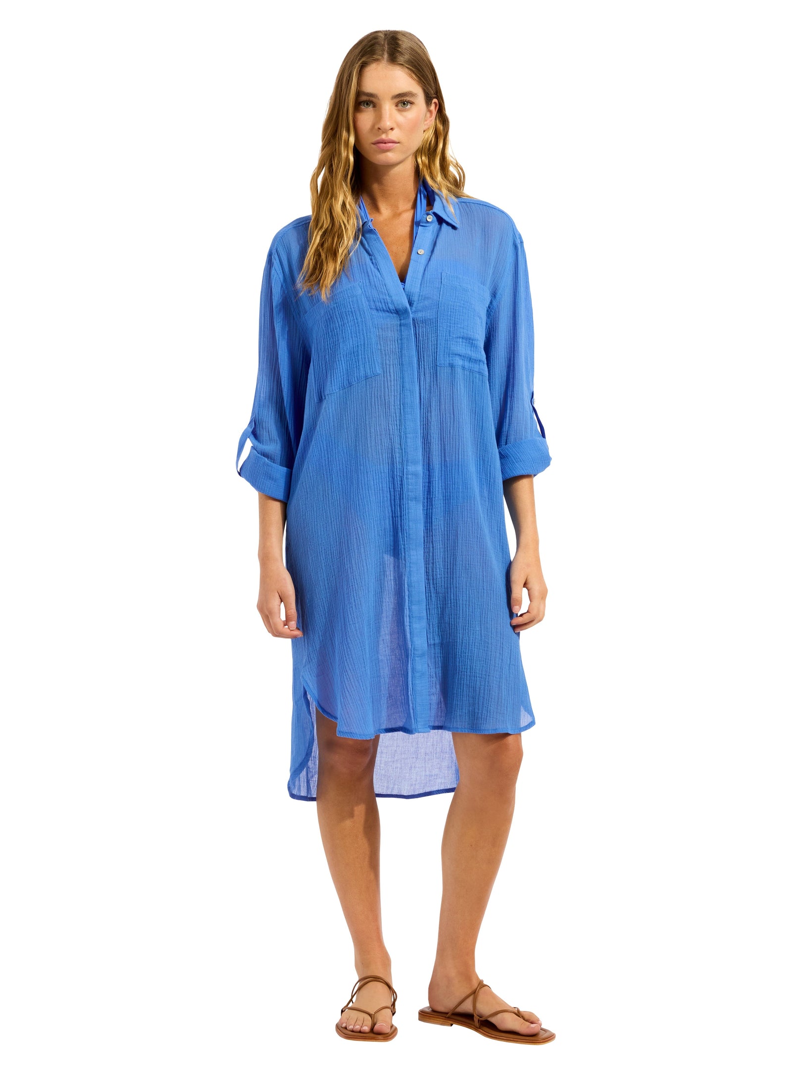 Beach Edit Crinkle Twill Beach Shirt OVERSWIM SEAFOLLY 