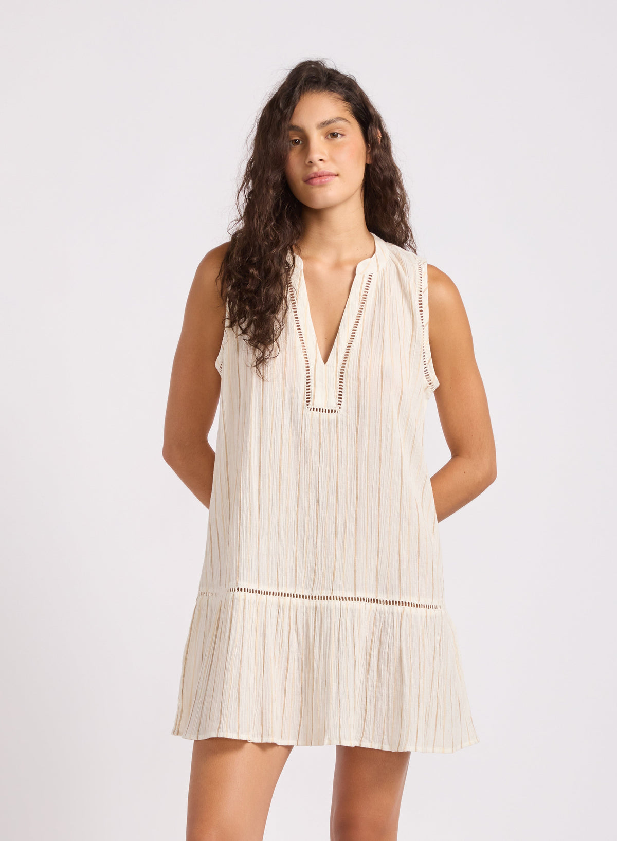 Beach Edit Stripe Ladder Ruffle Dress CLOTHING SEAFOLLY 