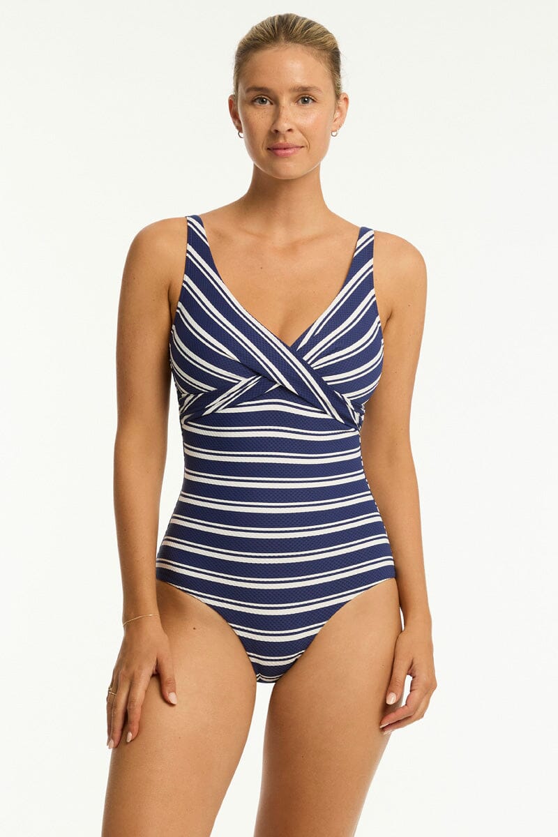 Biarritz Cross Front Multifit One Piece SWIM 1PC SEA LEVEL 10 FRENCH NAVY 