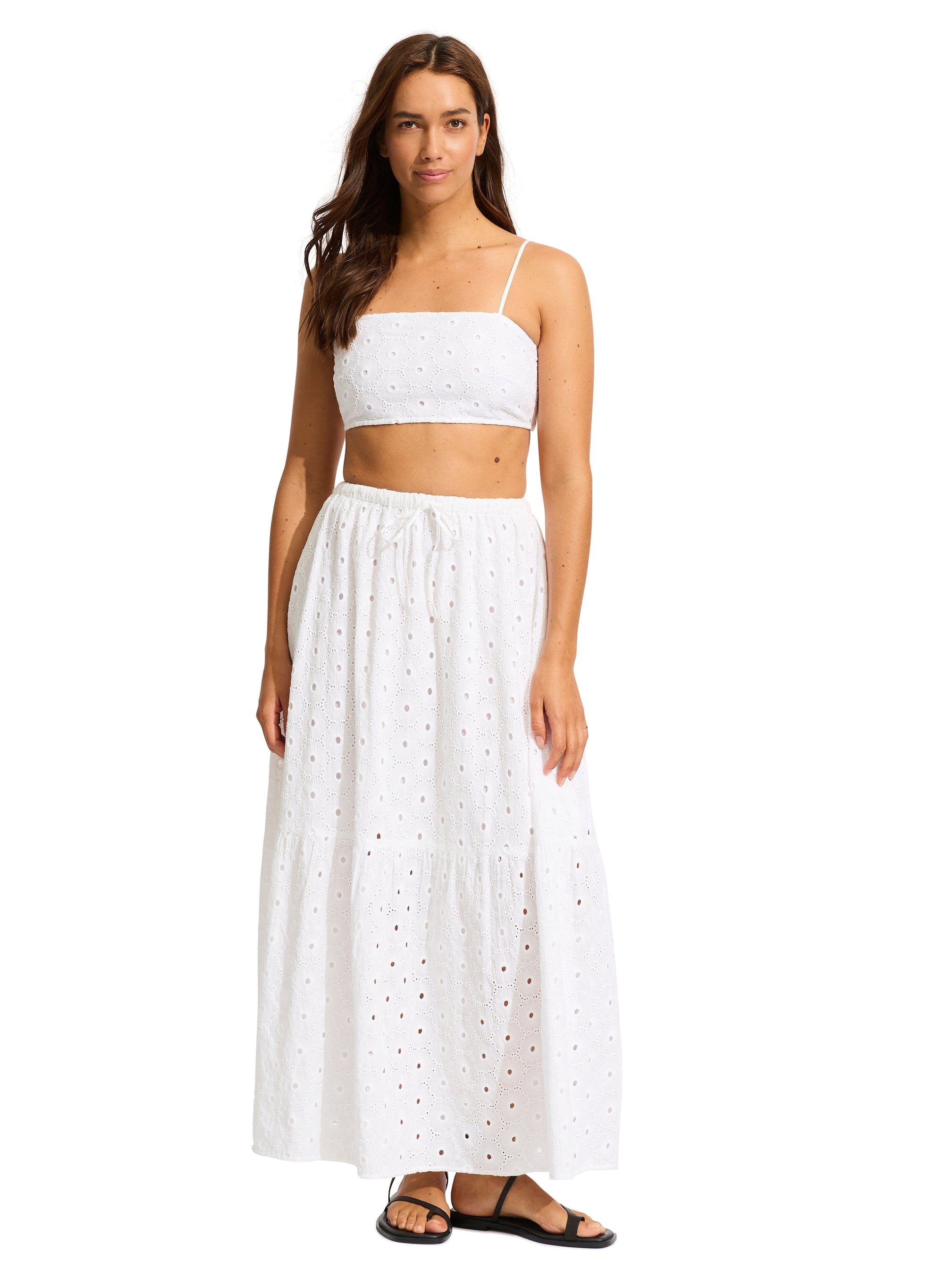 Broderie Maxi Skirt CLOTHING SEAFOLLY XS WHITE 