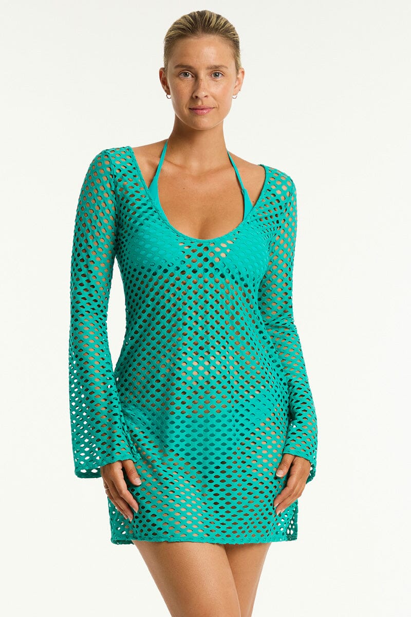 Castaway Mesh Cover Up OVERSWIM SEA LEVEL S EVERGREEN 