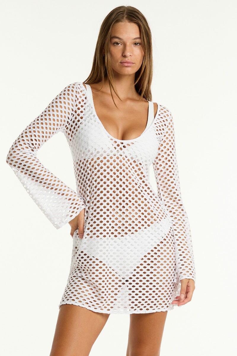 Castaway Mesh Cover Up OVERSWIM SEA LEVEL S WHITE 