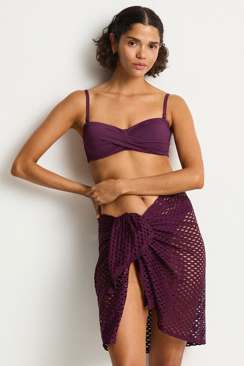 Castaway Mid Length Mesh Wrap SARONG SEA LEVEL O/S CLARET 