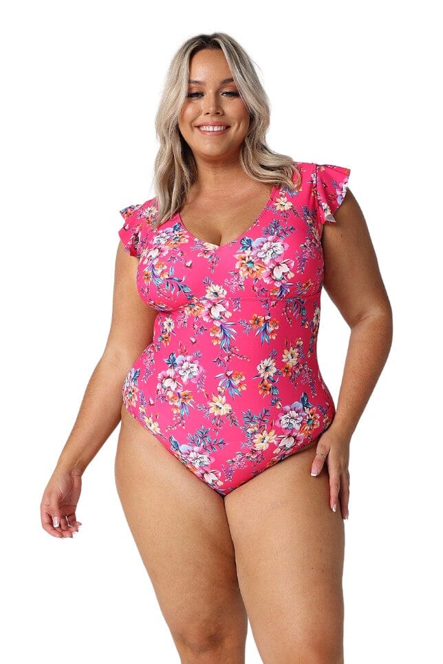 Castaway V Neck Frill Sleeve One Piece SWIM 1PC CAPRIOSCA 10 PINK 