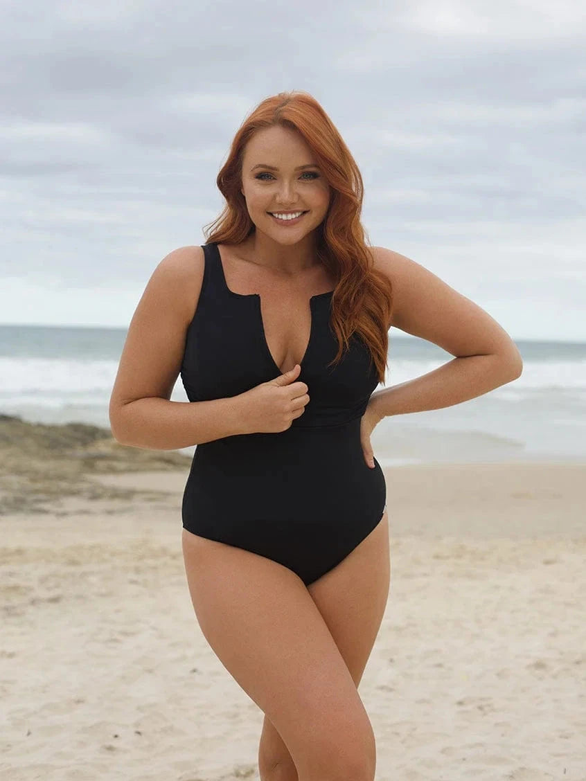 Chlorine Resist Zip Front High Neck One Piece SWIM 1PC CAPRIOSCA 
