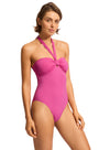 Collective Sash Tie One Piece SWIM 1PC SEAFOLLY 8 HOT PINK
