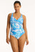 Daisyfield Cross Front Multifit One Piece SWIM 1PC SEA LEVEL 10 BLUE 