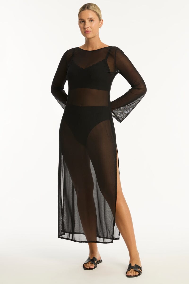 Day Club Mesh Long Dress OVERSWIM SEA LEVEL S BLACK 