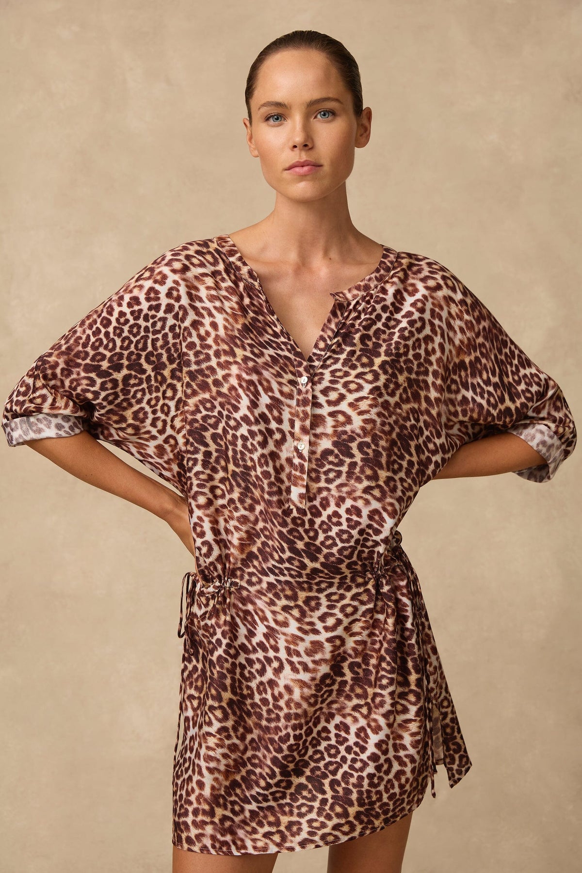 Dolce 3/4 Sleeve Shirt Dress CLOTHING MONTE AND LOU XS/S PRINT 