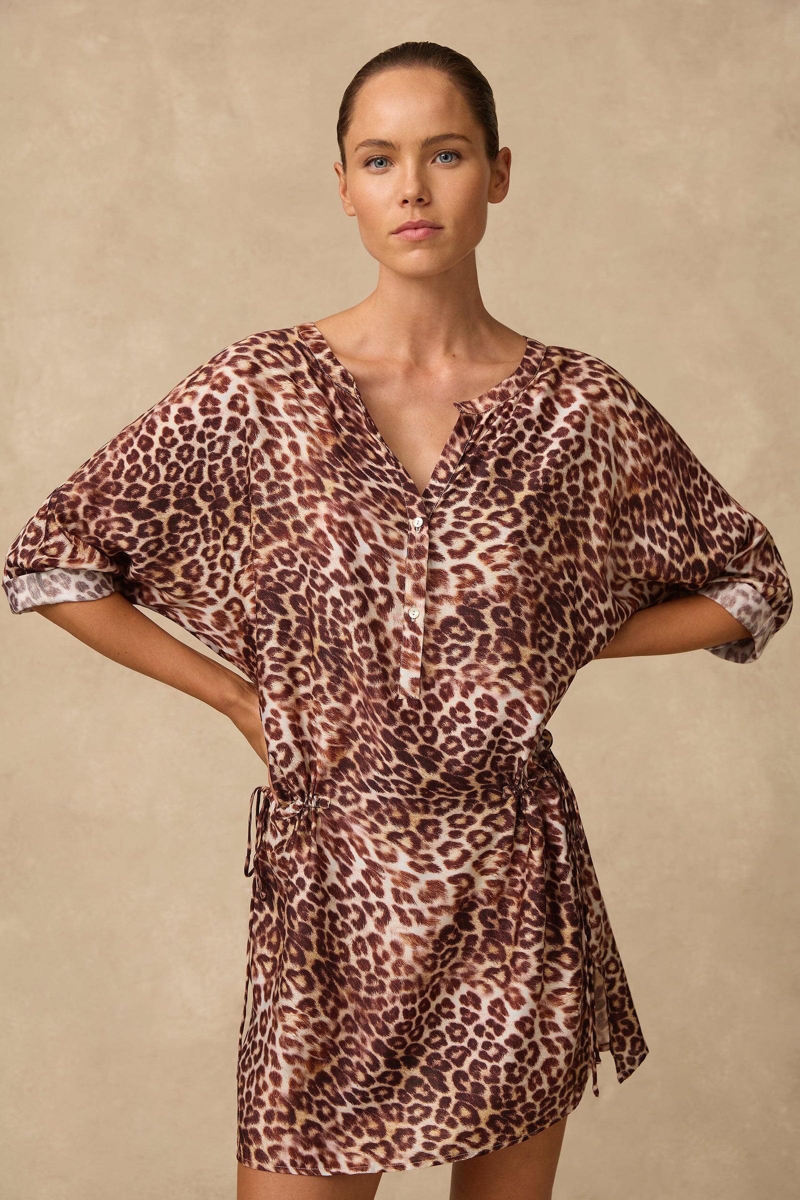 Dolce 3/4 Sleeve Shirt Dress CLOTHING MONTE AND LOU XS/S PRINT 