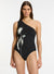 ELORA ONE SHOULDER ONE PIECE SWIM 1PC JETS 8 BLACK 