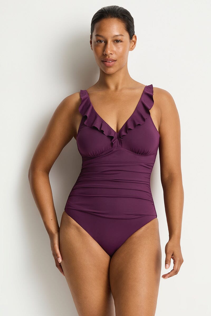 Essentials Edit D/DD Cup Frill One Piece SWIM 1PC SEA LEVEL 10 CLARET 