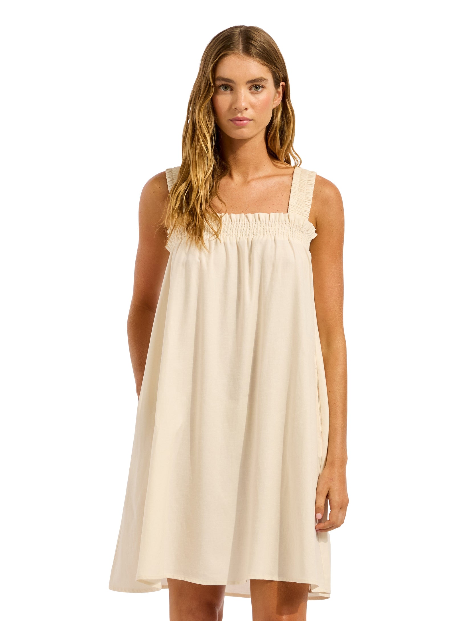 Gathered Band Mini Dress CLOTHING SEAFOLLY XS Ecru 