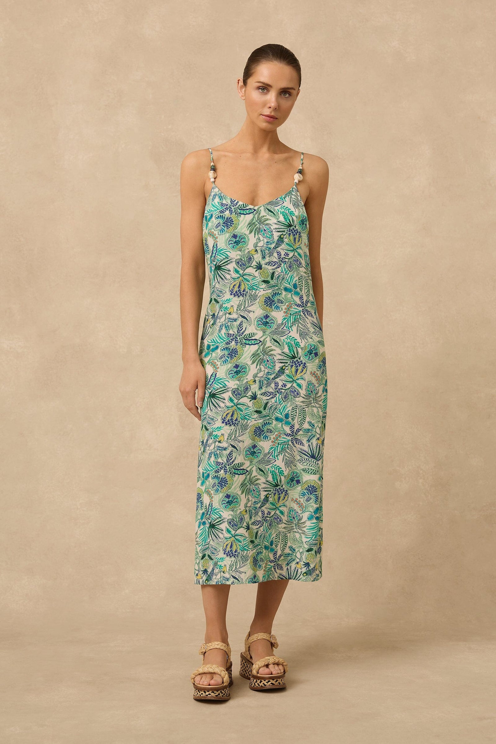 Hydra Midi Slip Dress CLOTHING MONTE AND LOU XS PRINT 