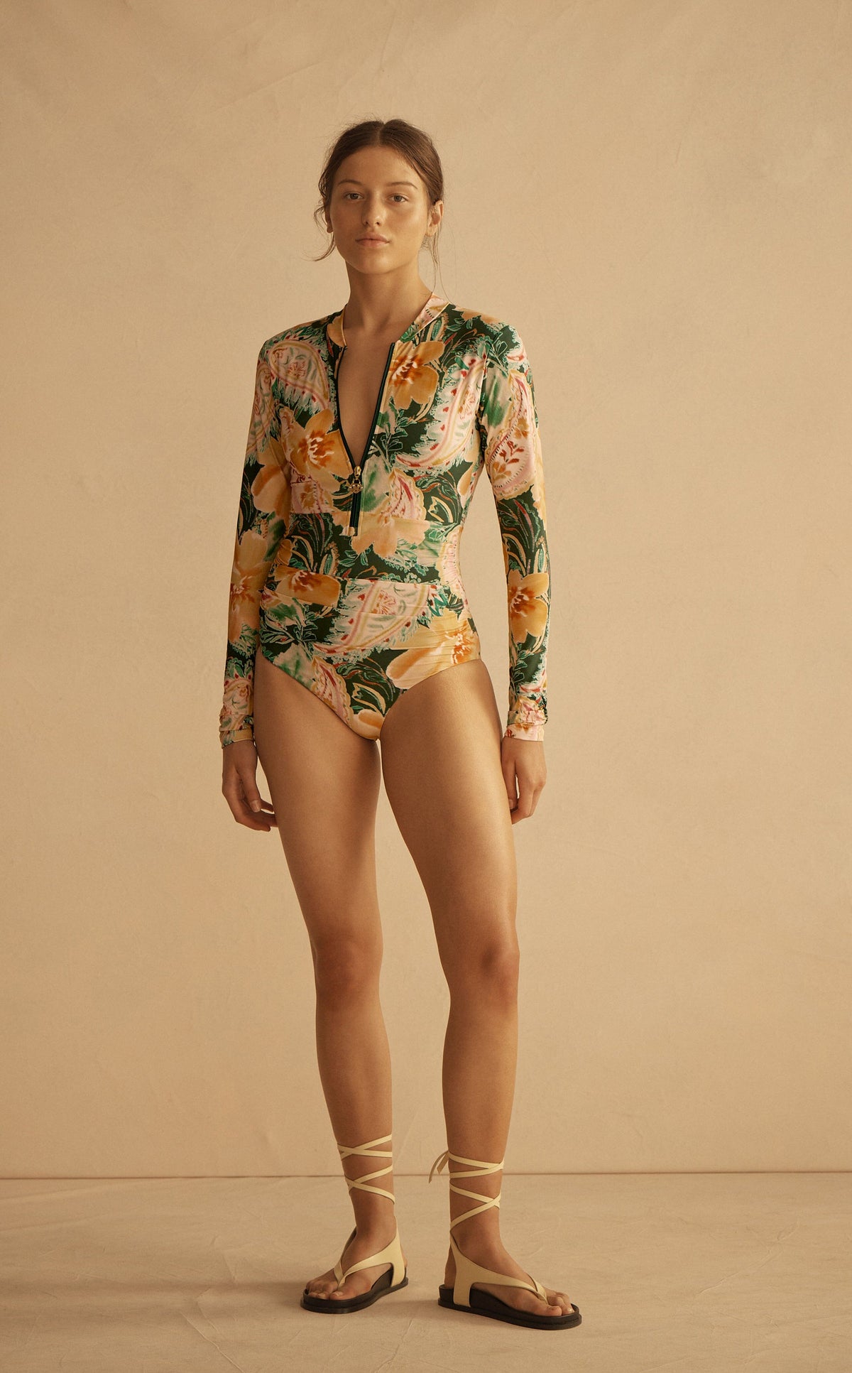 Ibisco Ruched Long Sleeve One Piece SURFSUIT AUR OCEA 