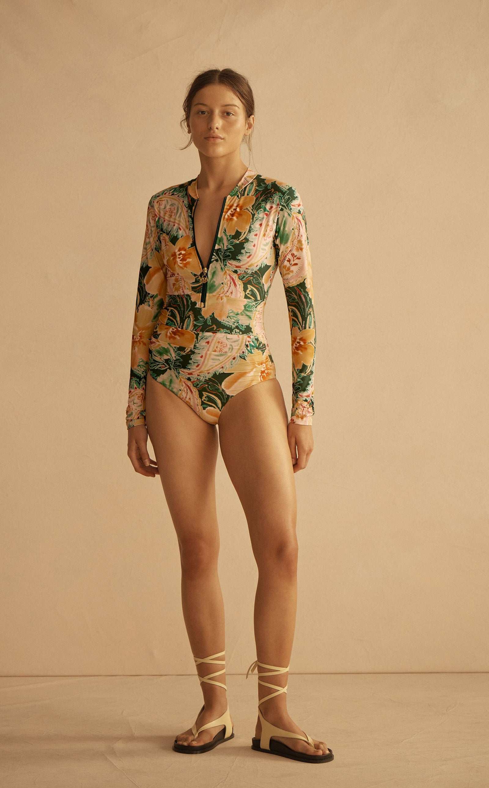 Ibisco Ruched Long Sleeve One Piece SURFSUIT AUR OCEA 