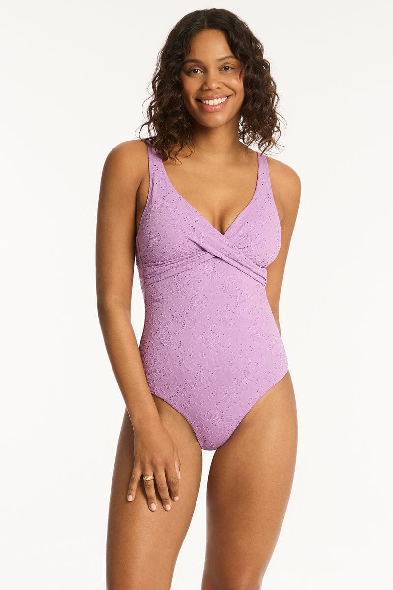 Interlace Cross Front Multifit One Piece SWIM 1PC SEA LEVEL 10 Lavender 