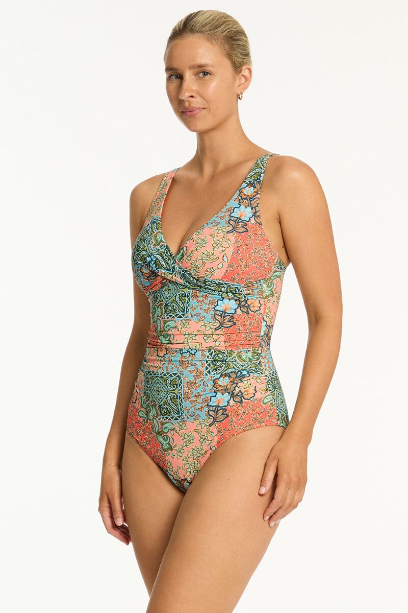 Java Cross Front Multifit One Piece SWIM 1PC SEA LEVEL 10 CORAL 