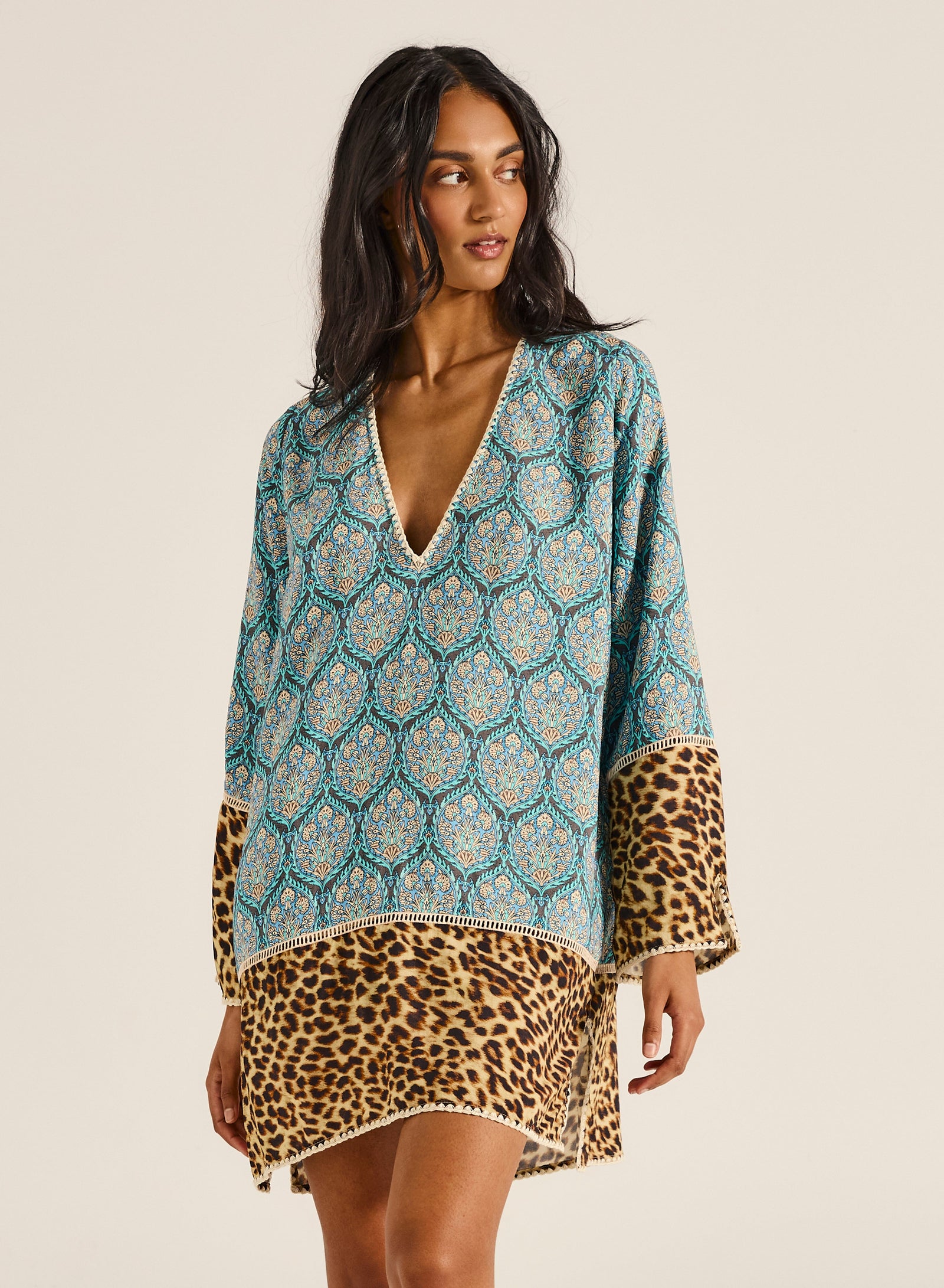 Jungle Natasha Mini Kaftan CLOTHING TIGERLILY 8 ANIMAL PATCH 
