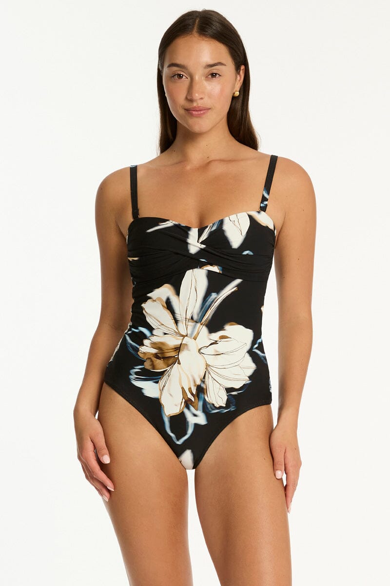 La Luna Twist Bandeau One Piece SWIM 1PC SEA LEVEL 10 BLACK 