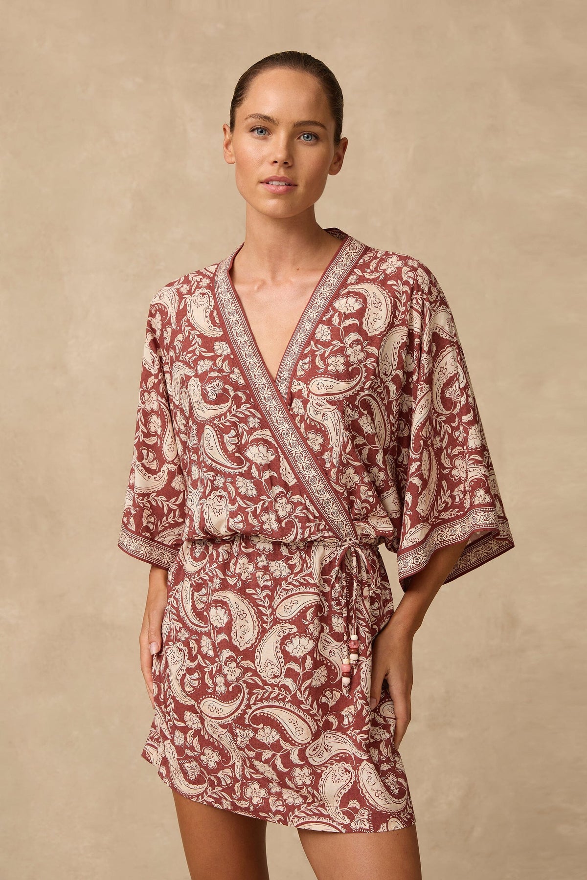 Luna Kimono Mini Dress CLOTHING MONTE AND LOU XS PRINT 