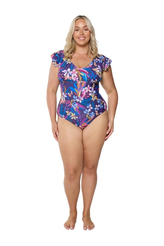 Majorca V Neck Frill One Piece SWIM 1PC CAPRIOSCA 12 MULTI 