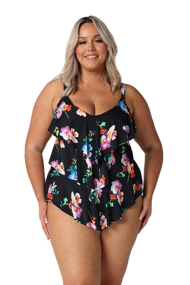 Malibu 3 Tier Tankini Top SWIM SINGLET CAPRIOSCA 12 PRINT 