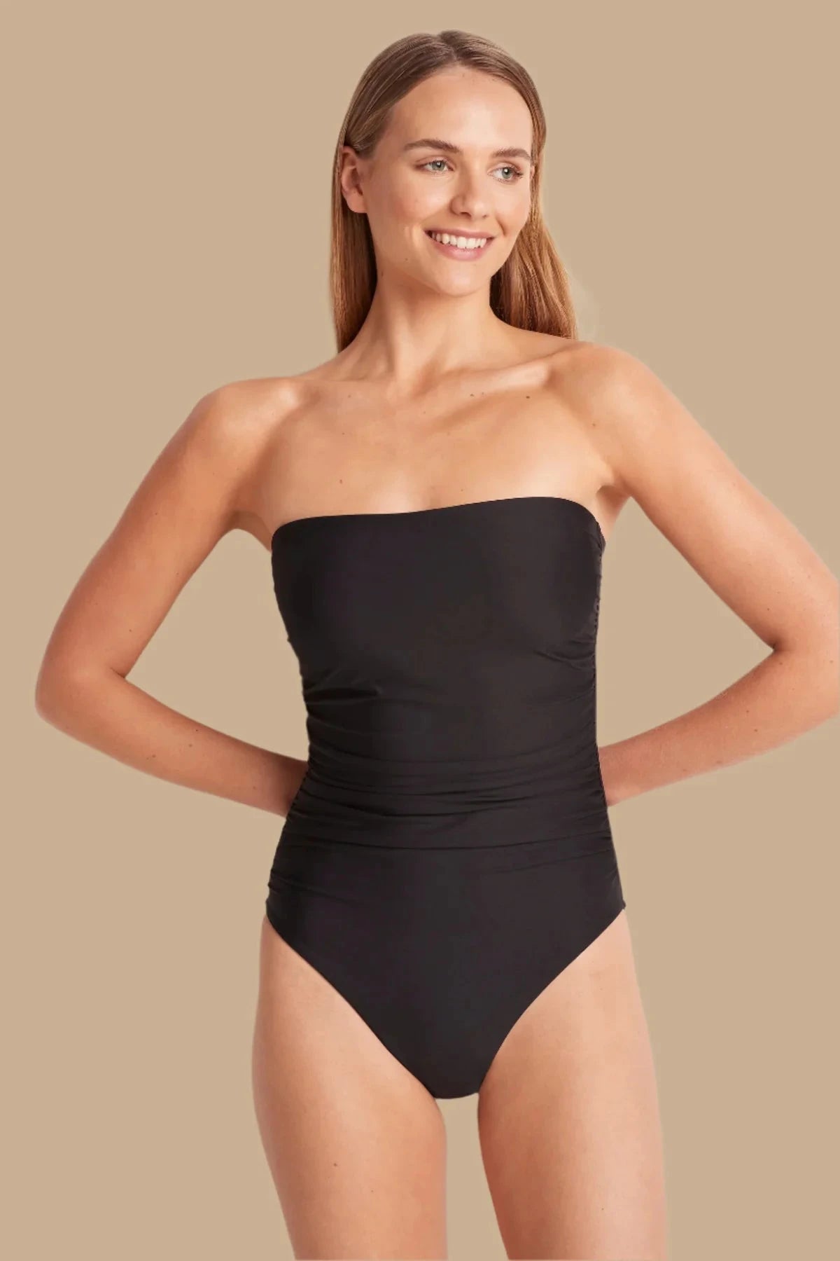 ML Ruched Bandeau One Piece SWIM 1PC MONTE AND LOU 8 BLACK 