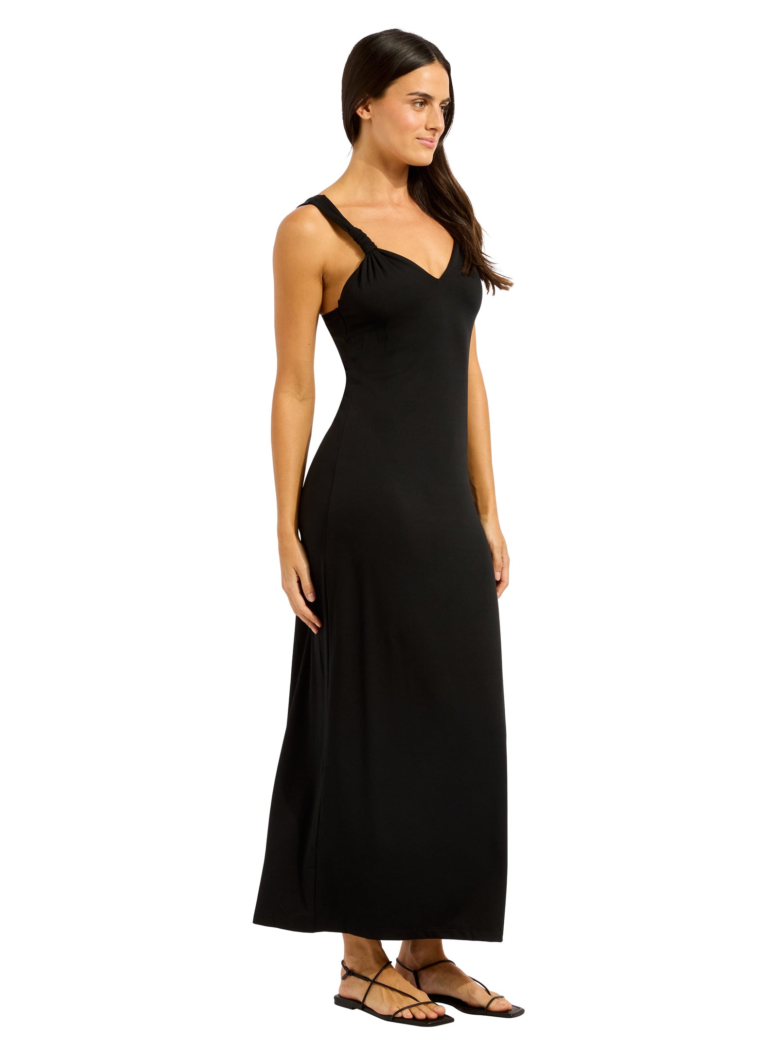 Multi Fit Plunge Jersey Dress CLOTHING SEAFOLLY XS BLACK 