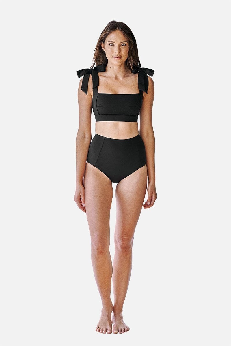 Never Say Never High Waisted Bikini Bottom SWIM PANT UNE PIECE BLACK 8 