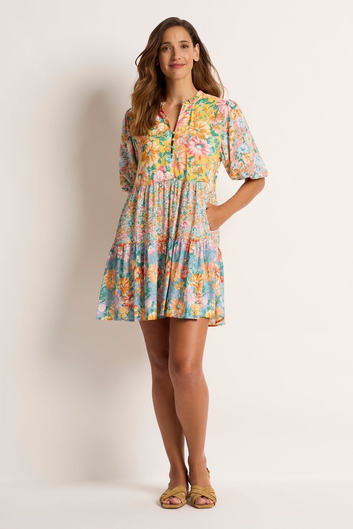 Penny Tiered Mini Dress CLOTHING MONTE AND LOU XS MULTI 