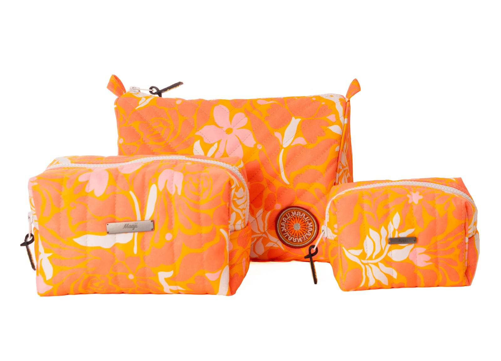 Retro Peach Flowers Aurora Med Pocket ACCESSORIES MAAJI M ORANGE 