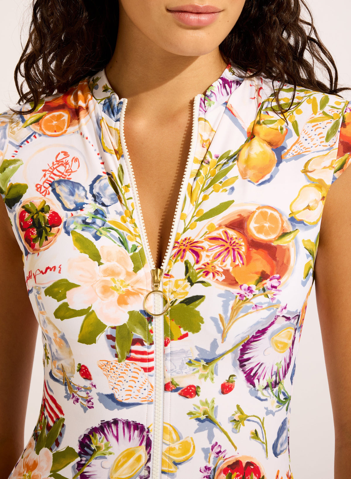 Riviera Coast Zip Front One Piece SWIM 1PC SEAFOLLY 