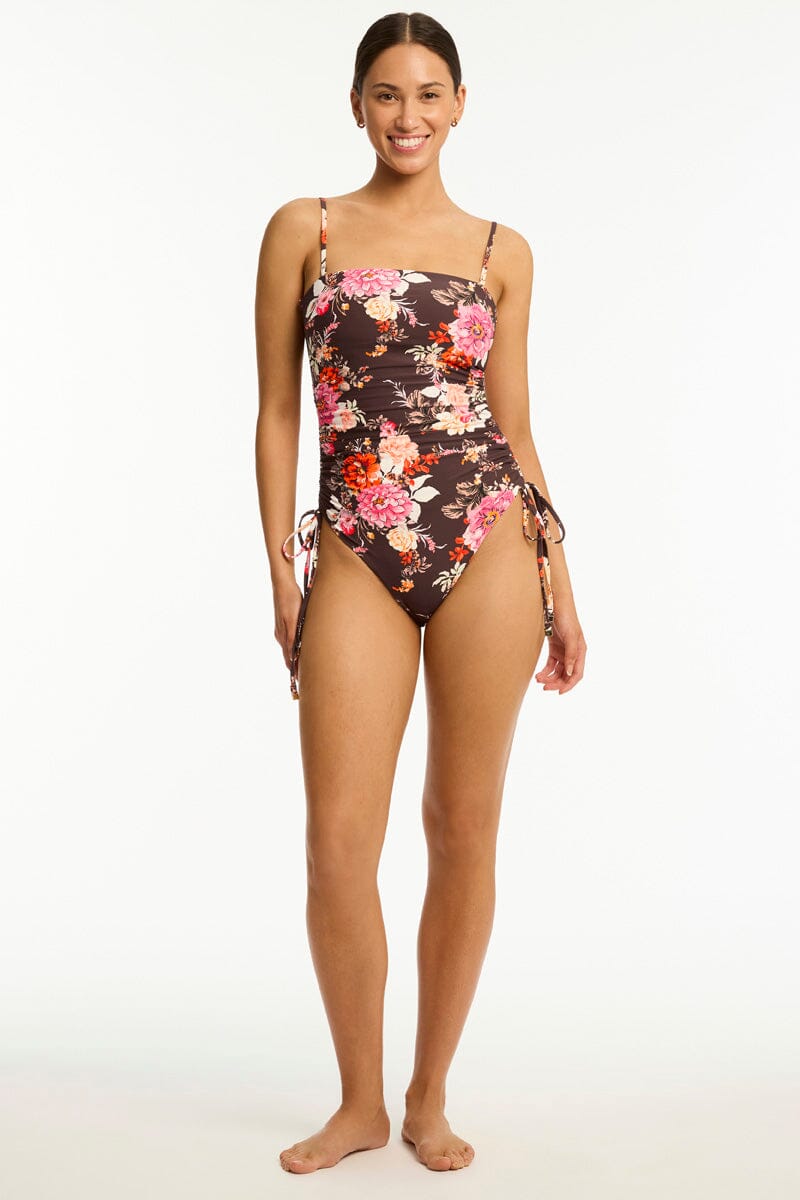 Rosewood Tie Side Bandeau One Piece SWIM 1PC SEA LEVEL 