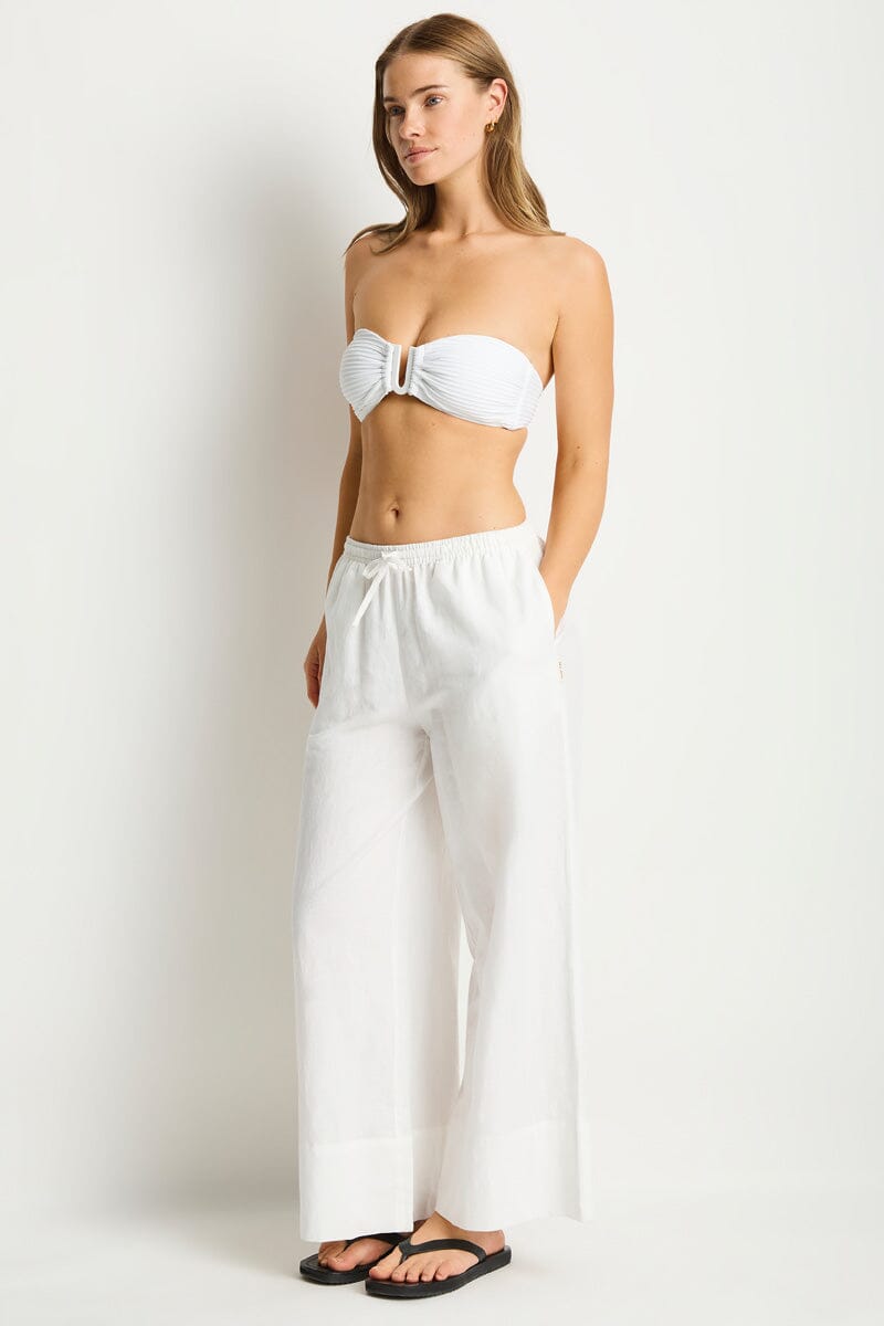 Shore Linen Palazzo Pant CLOTHING SEA LEVEL XS WHITE 