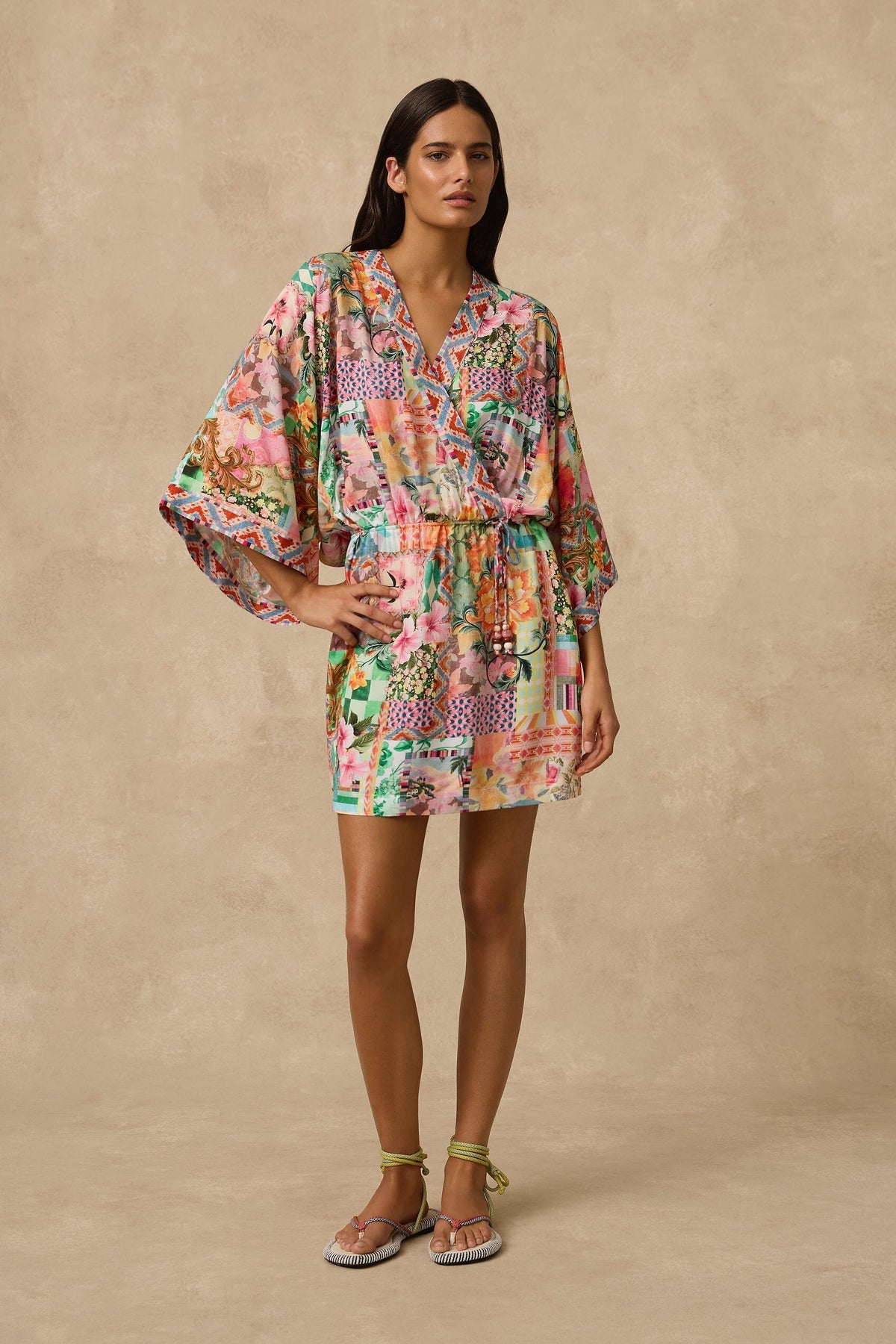 Simi Kimono Dress CLOTHING MONTE AND LOU XS PRINT 