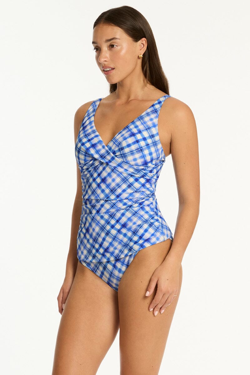 Somerset Cross Front Multifit Singlet Top SWIM TOP SEA LEVEL 10 DENIM BLUE 