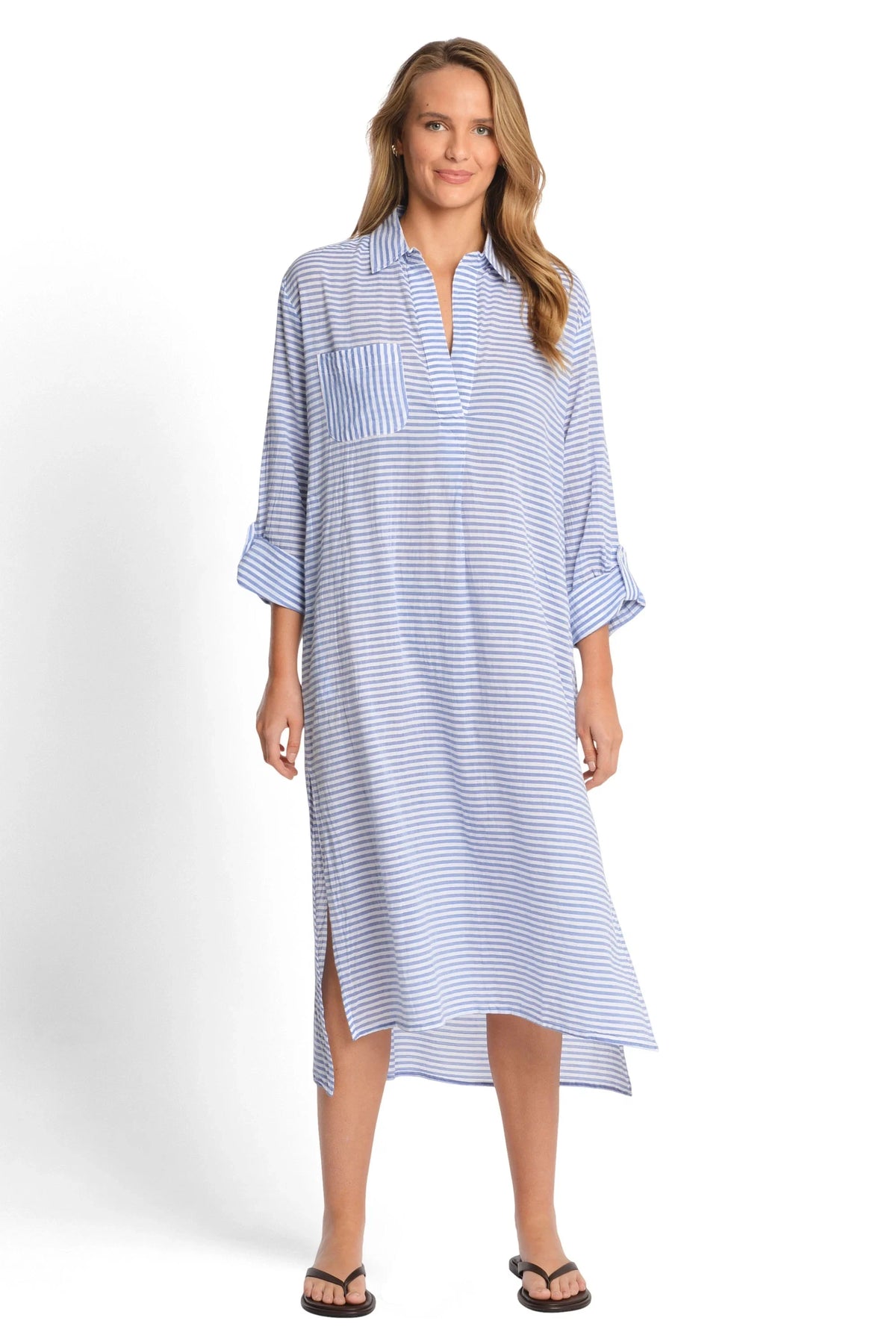 Summer Stripe Longline Shirt OVERSWIM SUNSEEKER XS BLUE 
