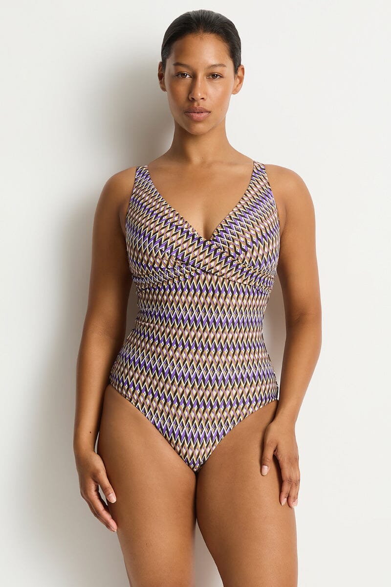 Tessera Cross Front Multifit One Piece SWIM 1PC SEA LEVEL 10 COCOA 