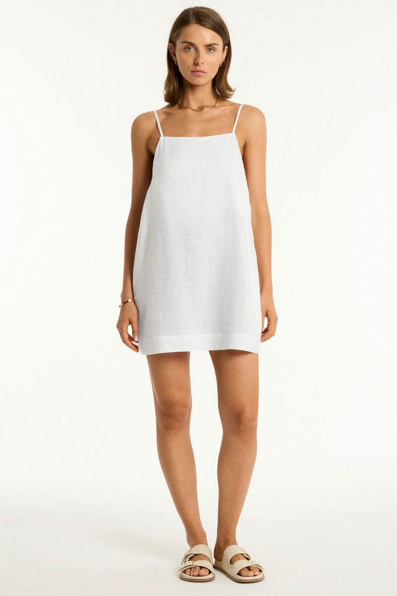 Tidal Linen Shift Short Dress OVERSWIM SEA LEVEL 