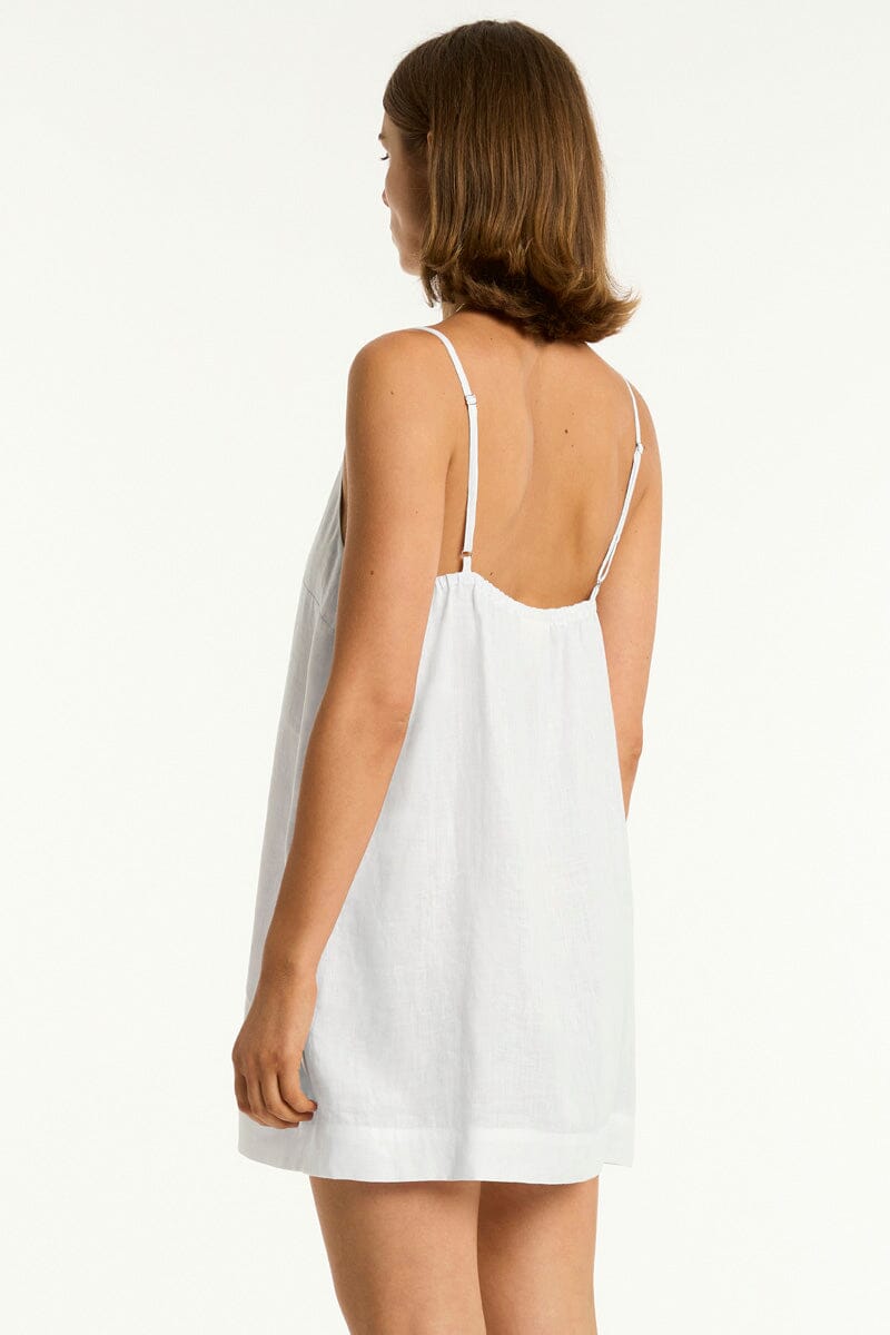 Tidal Linen Shift Short Dress OVERSWIM SEA LEVEL 