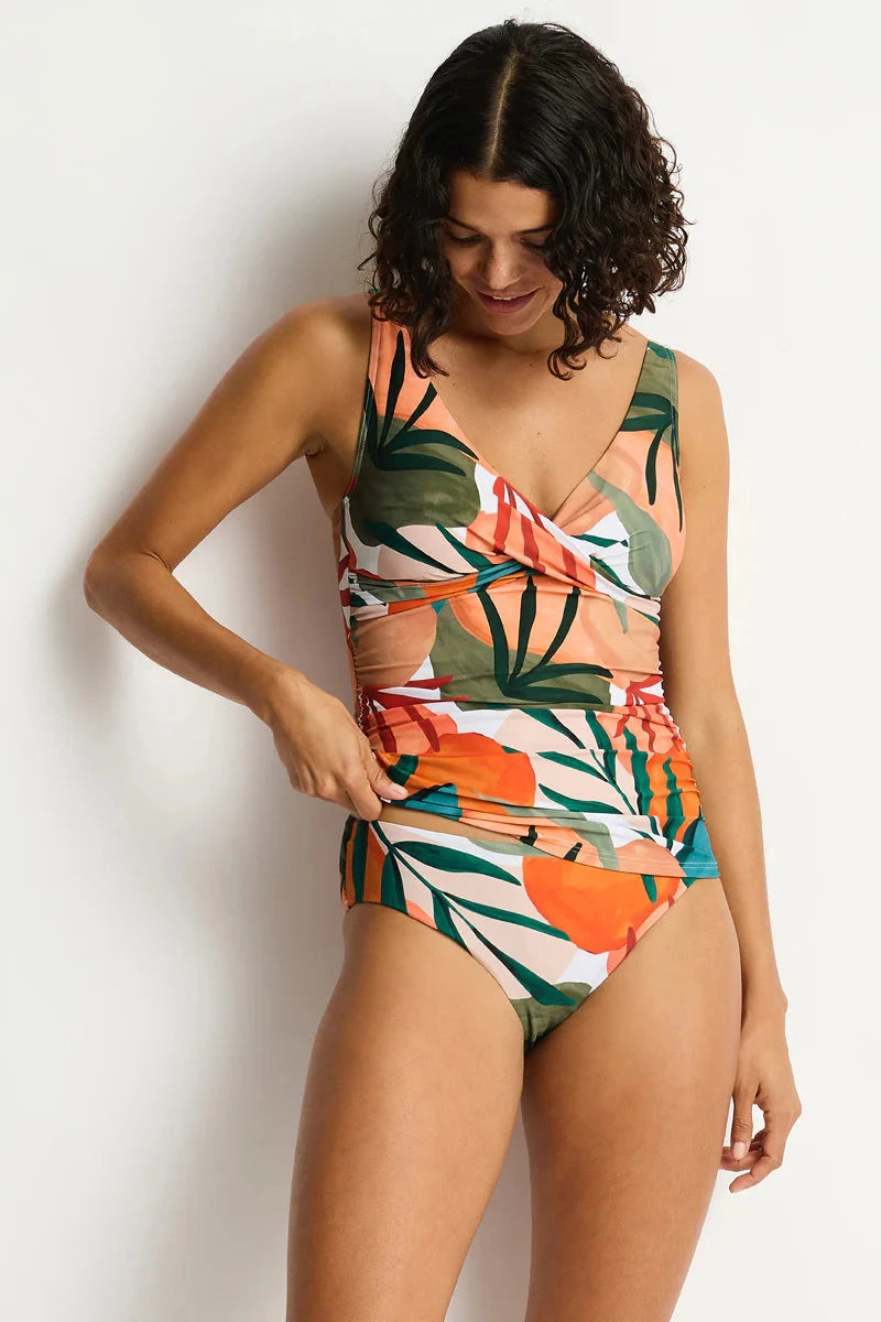 Tropaluxe Cross Front Multifit Singlet Top SWIM SINGLET SEA LEVEL 10 KHAKI 