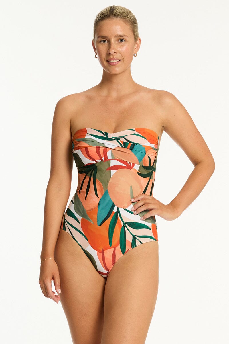 Tropaluxe Twist Bandeau One Piece SWIM 1PC SEA LEVEL 10 KHAKI 