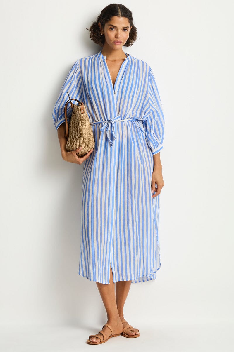 Vacay Boho Long Shirt Dress OVERSWIM SEA LEVEL XS CHAMBRAY 