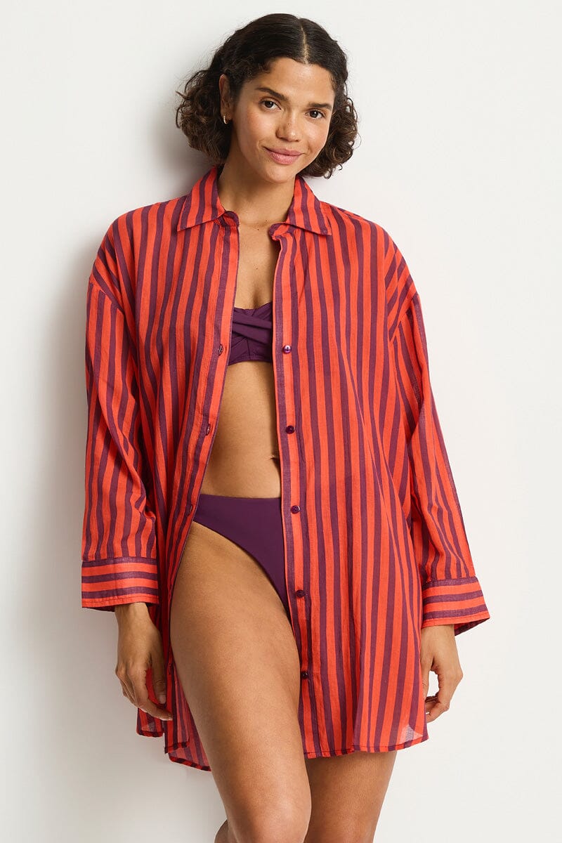 Vacay Cruise Shirt SHIRT SEA LEVEL XS SPICE RED 